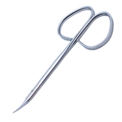 Precision Curved Stitch Scissors, Ribbon Style Ring Handle With Polished Finish, Sharp Pointed Tips, 18mm Mid Screw To Tip, And Overall Length Of 3 3/4" (97mm)  